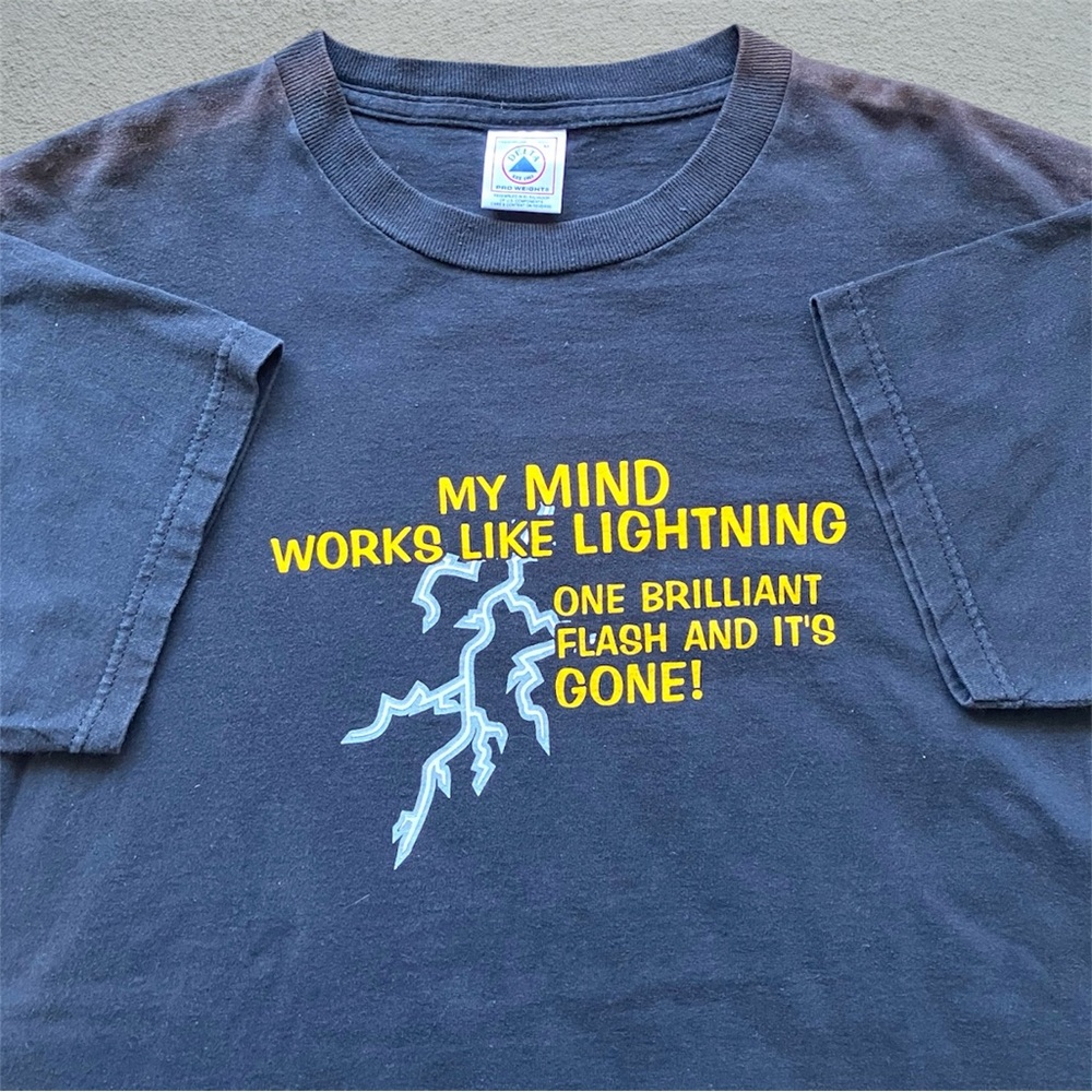 Vintage Y2K Quote Tee Shirt lightning text humor comedy funny 2000s 90s